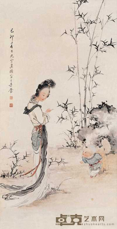吴光宇 1939年作 母子图 立轴 65×33.5cm